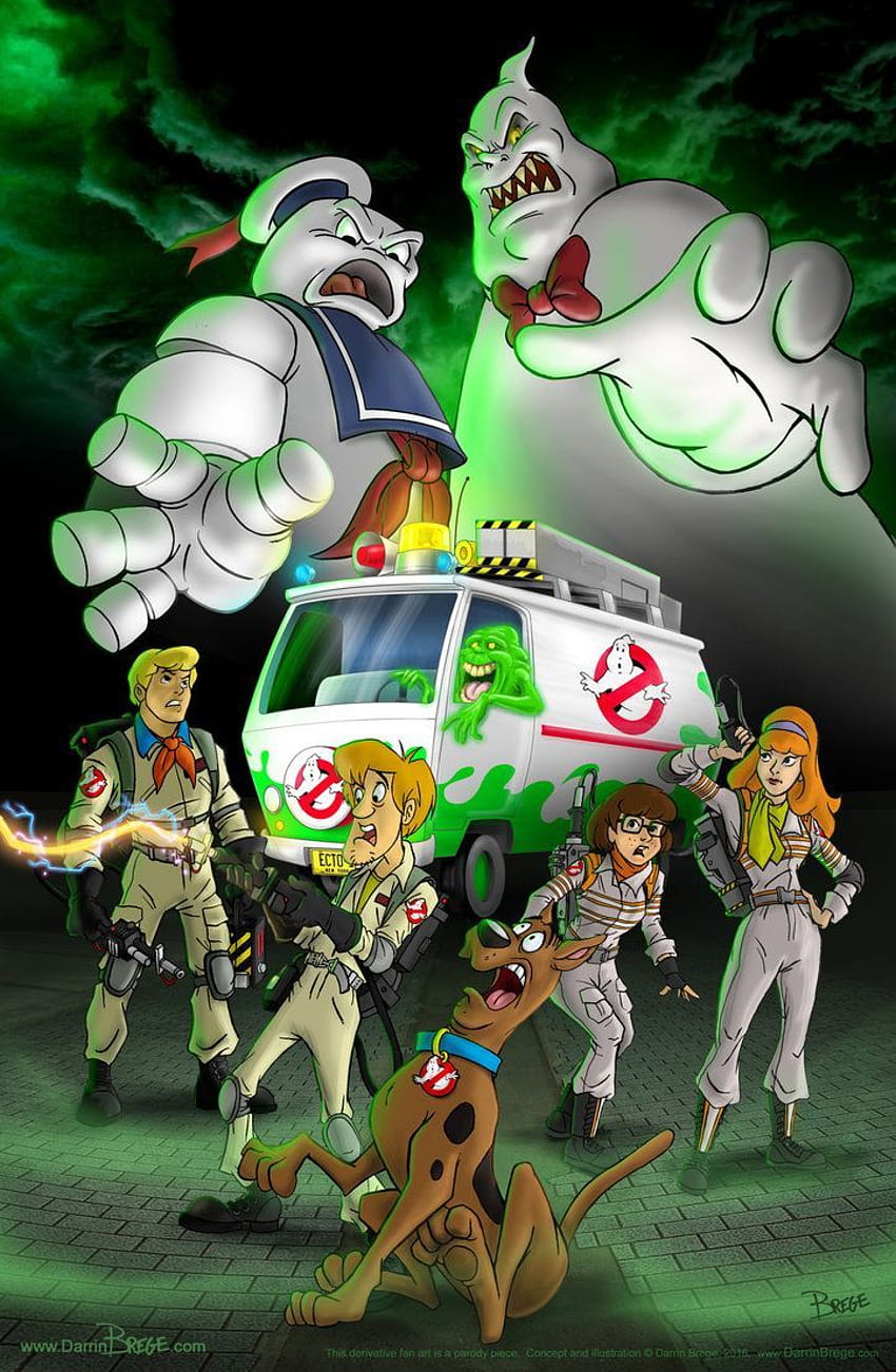 Voici une illustration mêlant Ghostbusters avec Scooby Doo. Aussi dans le mélange est th. Scooby doo mystère incorporé, Scooby doo mystère inc, dessins animés des années 80, Ghostbusters Comic Fond d'écran de téléphone HD